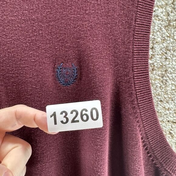 Chaps Sweater Vest Mens XL Red Maroon V Neck Pullover Knit New With Tags Cotton - Picture 13 of 13